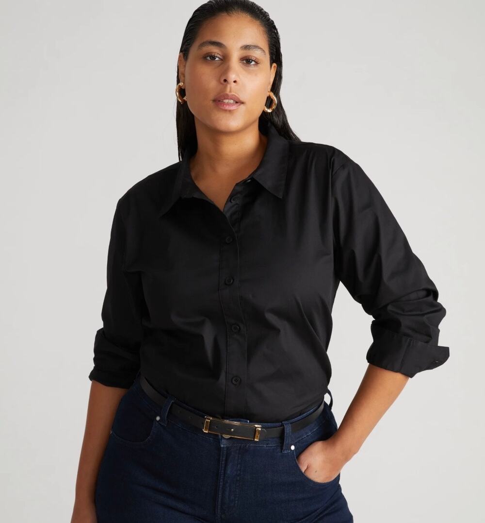 Universal Standard The Artist Oversized Poplin Black Shirt S Cotton Preppy Work